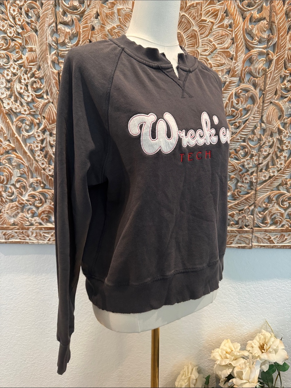 Camp David Wreck 'em Tech Dark Grey Crewneck Sweatshirt, Texas Tech University - Picture 4 of 15